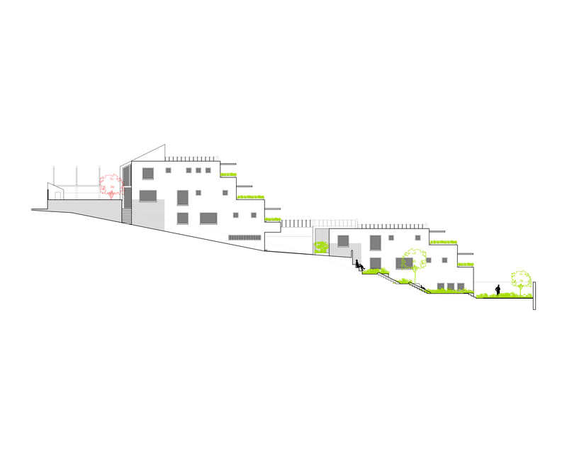 Fachada lateral del edificio.