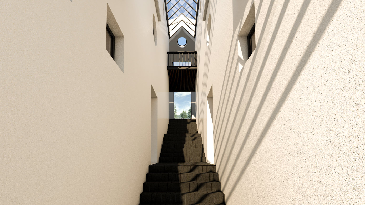 Vista al subir la escalinata.